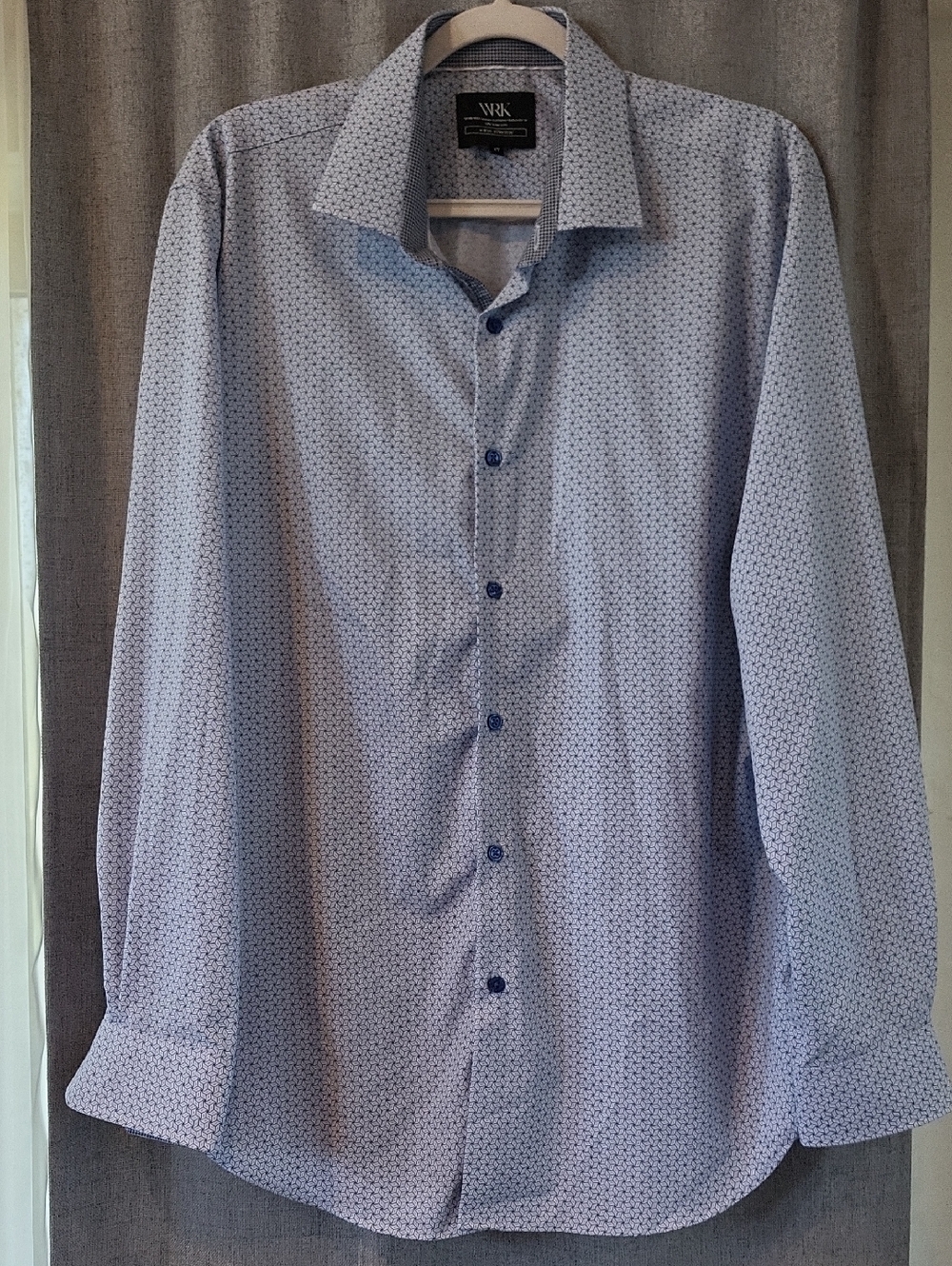 WRK Nordstrom Men’s Light Blue Patterned Long Sleeve Dress Shirt